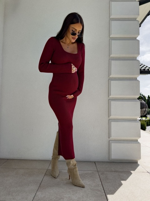 Długa sukienka Roma Burgund