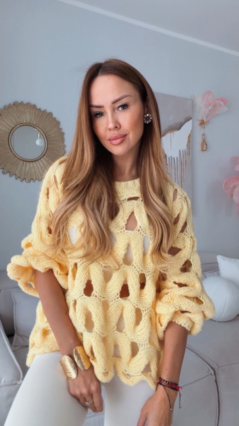 Ażurowy Sweter Venice Banan