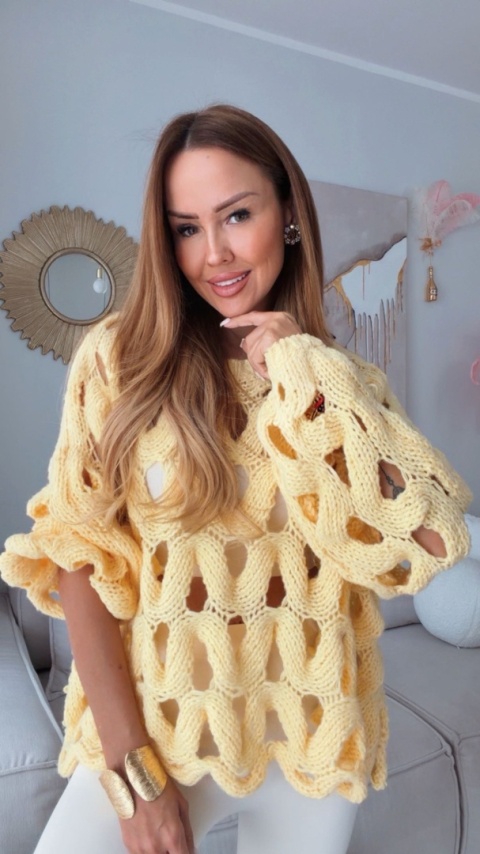 Ażurowy Sweter Venice Banan