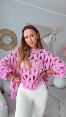 Ażurowy sweter Venice róż
