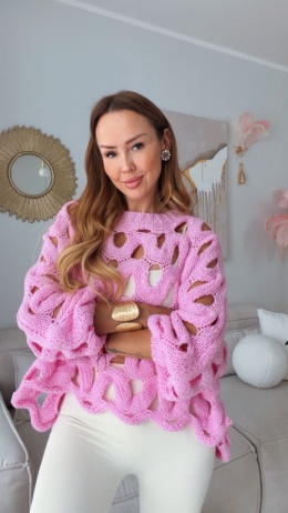 Ażurowy sweter Venice róż