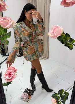 Żakardowa marynarka taliowana Rosalia blue