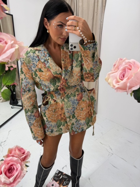 Żakardowa marynarka taliowana Rosalia blue